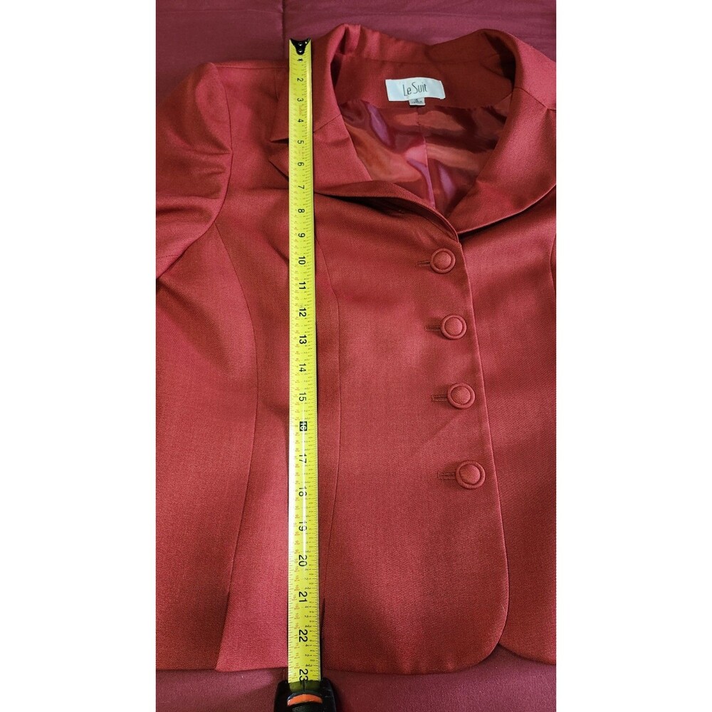 Le Suit Red Blazer Jacket Size 16 XL Cuffed Sleeves Party Office - Picture 8 of 11